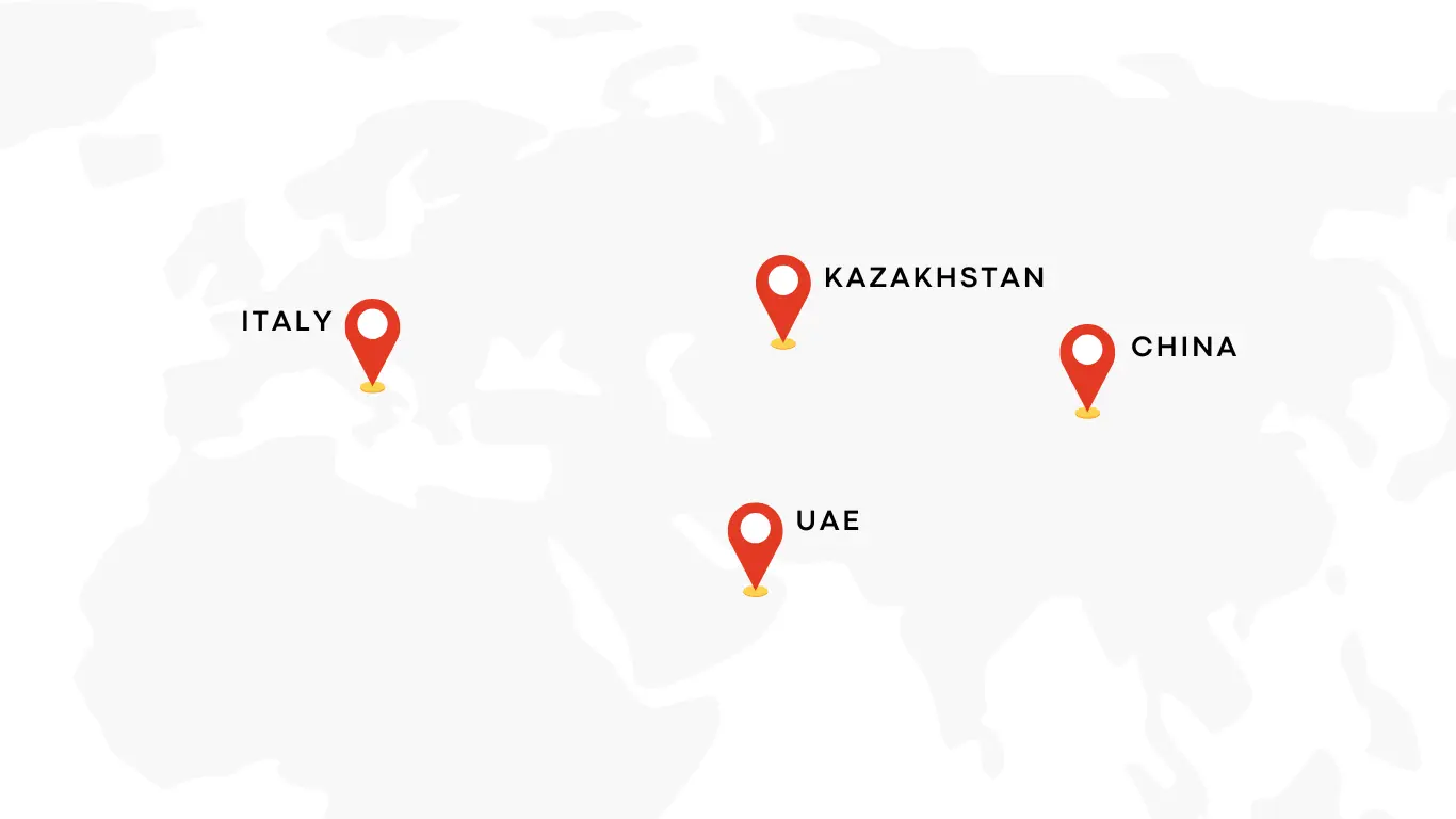 World Map showcasing Aurex's different operating locations